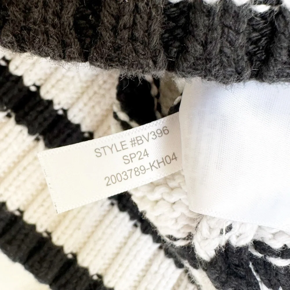 J. CREW Heritage Cotton Rollneck Sweater Stripe Ivory Black Small NWT - Picture 9 of 9